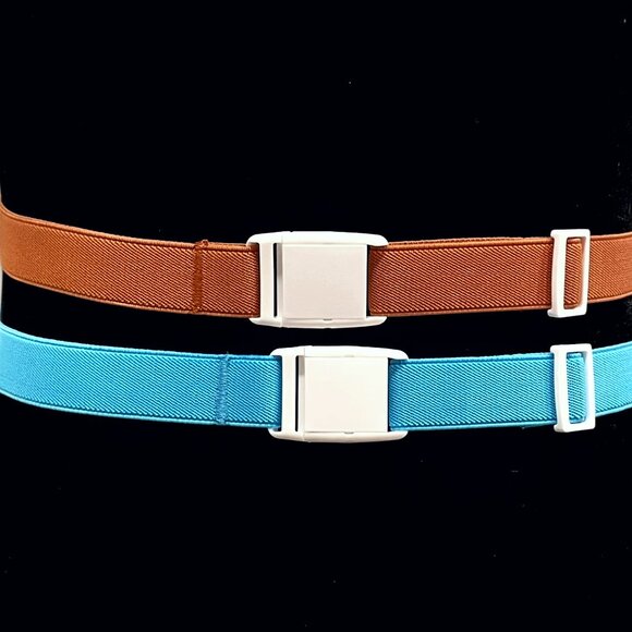 NWOT Kids' Easy Buckle Adjustable Elastic Belts | 2-Pack | Blue & Brown - Picture 5 of 8